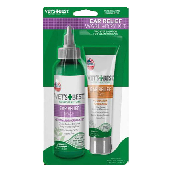 Vet's Best Ear Relief Wash 4oz & Dry 2oz 2 pk