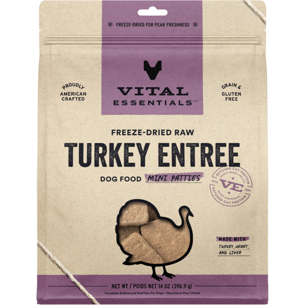 Vital Essentials - Dog Freeze-Dried Raw Turkey Entree Mini Patties 14oz