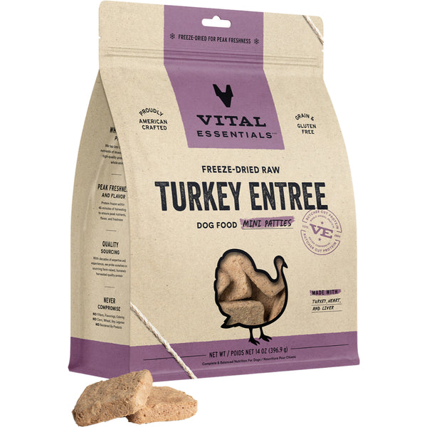 Vital Essentials - Dog Freeze-Dried Raw Turkey Entree Mini Patties 14oz