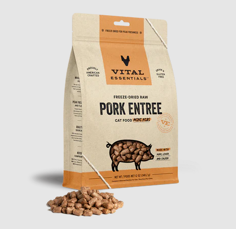 Vital Essentials - Cat GF Freeze Dried Food Pork Mini Nibs Cat - 12 oz