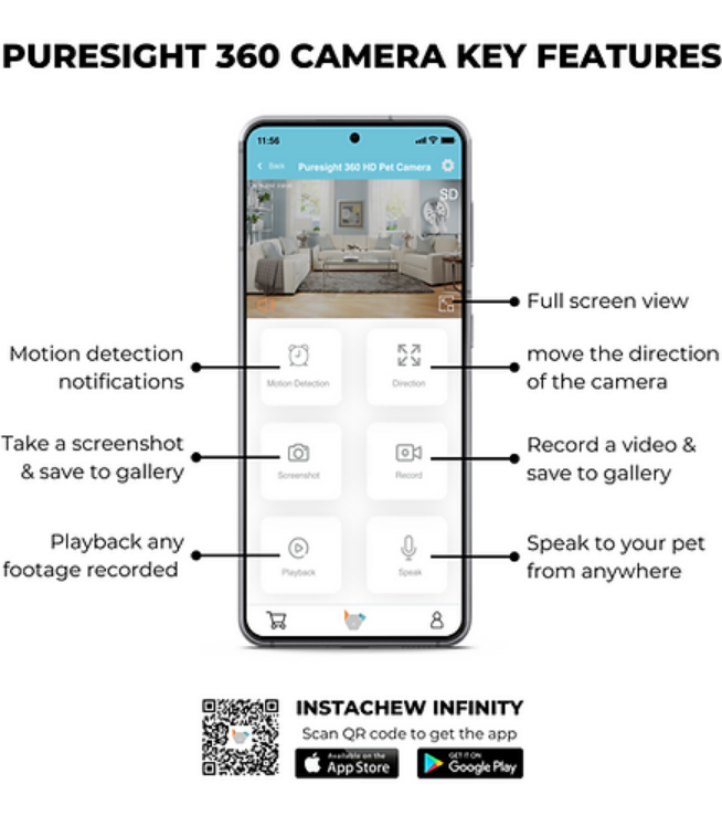 INSTACHEW Puresight 360 HD Pet Camera