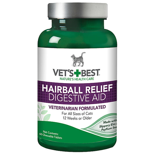 VET'S+BEST Hairball Relief Tabs 60PK Cat