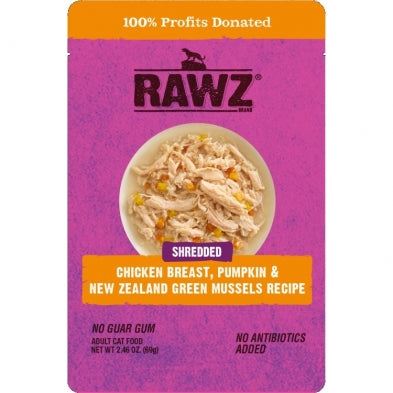 RAWZ Cat Shredded Chicken Breast, Pumpkin & NZGM Pouch 69g