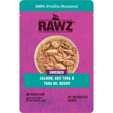 RAWZ Cat Shredded Salmon, Aku Tuna & Tuna Oil Pouch 69g